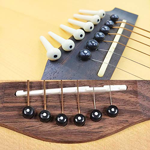 Non-square 24 PCS Plastic Acoustic Guitar Bridge Pins Pegs with Bridge Pin Puller Remover, Ivory & Black.
