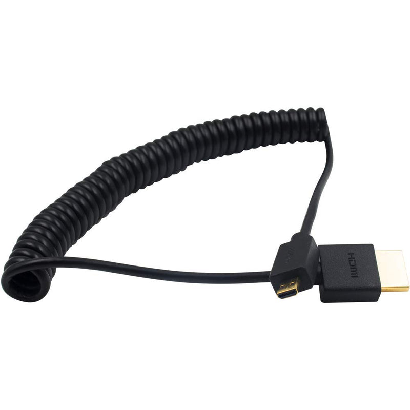 [AUSTRALIA] - Duttek Micro HDMI to HDMI Coiled Cable, HDMI to Micro HDMI Coiled Cable, Extreme Slim/Thin Micro HDMI Male to HDMI Male Coiled Cable for 1080P, 4K, 3D, and Audio Return Channel(1.8M/6FT) 1.8M/6FT 