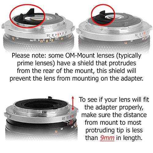 Fotodiox Pro Lens Mount Adapter, Selective 35mm Olympus Zuiko Lens to Nikon Camera Adapter (Please See Compatible Lens List), OM-Nikon Pro Olympus OM