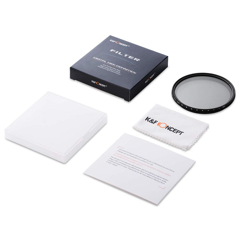 40.5mm Neutral Density Filter, K&F Concept 40.5mm Slim Variable Fader ND Filter Adjustable ND2 to ND400 Filter + Cleaning Cloth 40.5 ND2-ND400