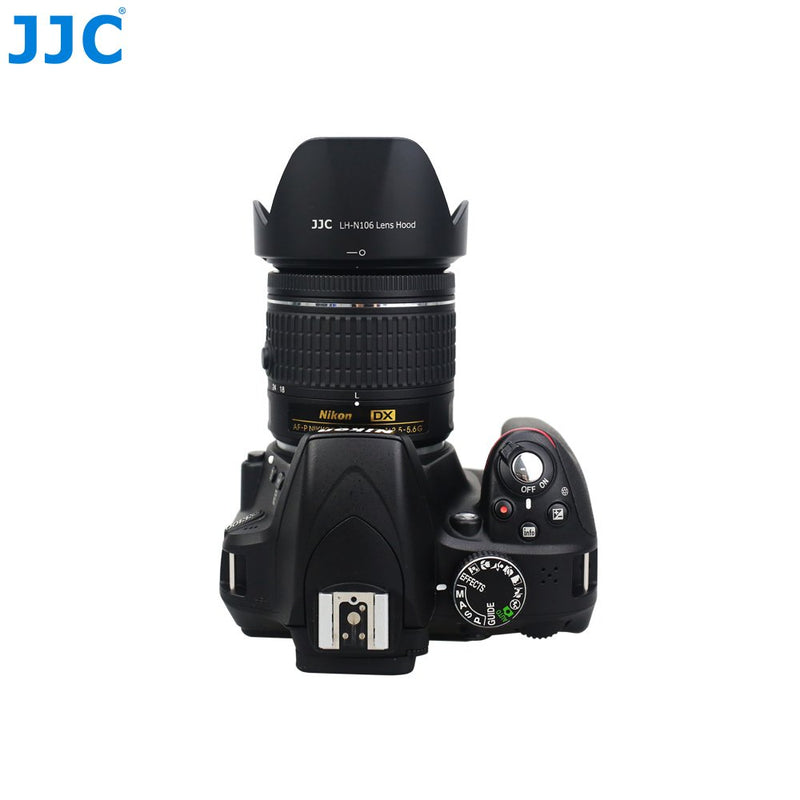 JJC Dedicated Bayonet Reversible Lens Hood Shade for Nikon AF-P DX Nikkor 18-55mm F3.5-5.6G VR & AF-P DX Nikkor 18-55mm F3.5-5.6G Lens on Nikon D3500 D3400 D5600 Camera Replace Nikon HB-N106 Lens Hood