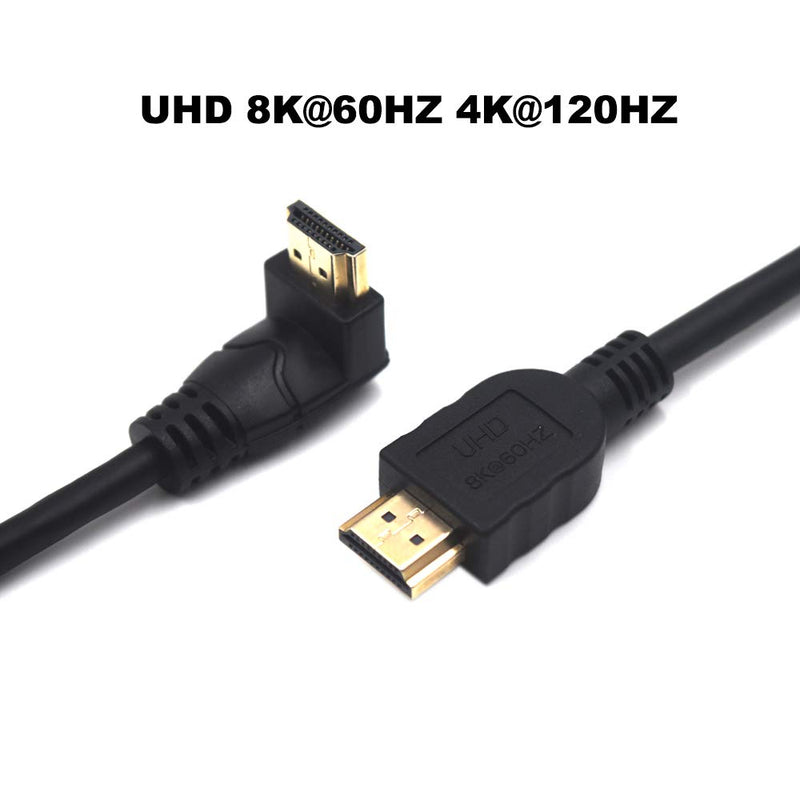 Kework 2 Feet Ultra HD HDMI 8K Cable, 90 Degree Up Angle HDMI 2.1 Version Male to Male High Speed Shield Cable for Xbox TV PS4 PS5 Switch, Support 8K@60HZ 4K@120HZ (Up-Straight) Up-Straight