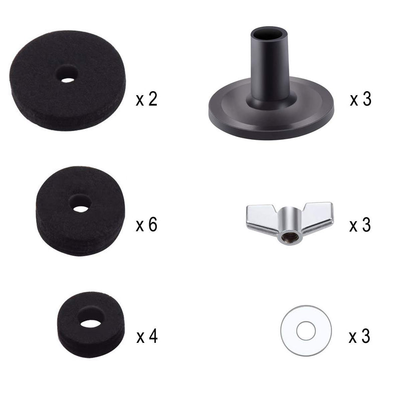 21 Pieces Cymbal Replacement Accessories, Amadget Cymbal Felts Hi-Hat Clutch Felt Hi Hat Cup Felt Cymbal Sleeves with Base Wing Nuts Replacement and Cymbal Washer for cymbal stackers