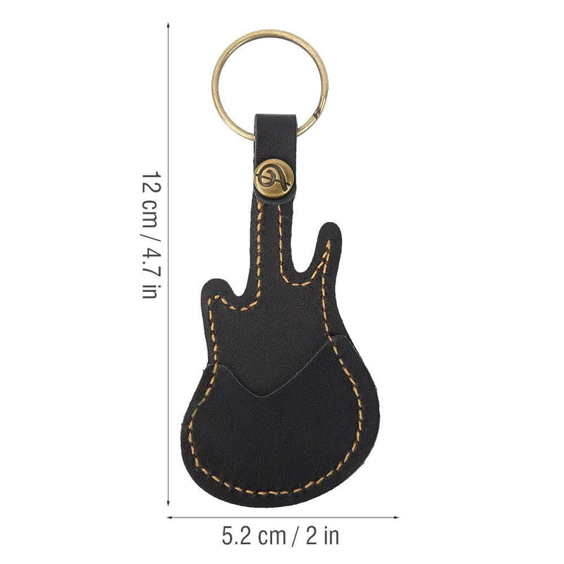 Bnineteenteam Guitar Shaped Guitar Picks Holder Case PU Leather Guitar Plectrum Holder with 5pcs Colorful Picks for Guitar Players Black