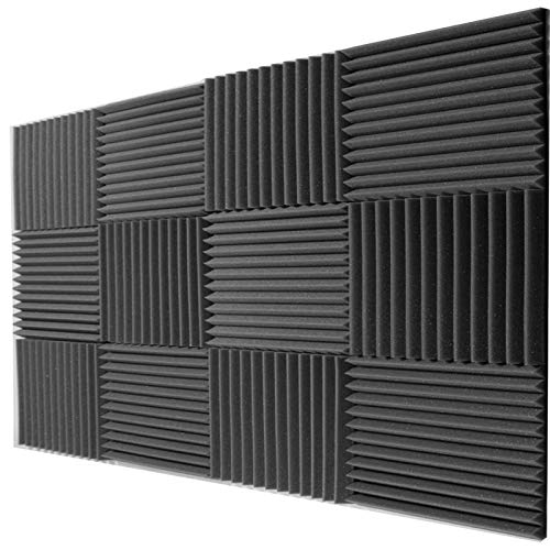 [AUSTRALIA] - Mybecca 12 PACK Acoustic Foam Wedge Soundproofing Wall Tiles 12" X 12" X 1", Charcoal 