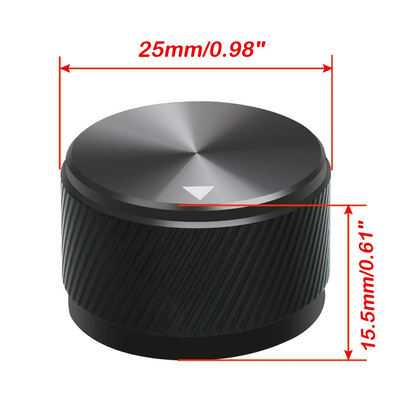 mxuteuk 3Pcs Black Aluminum Alloy Potentiometer Control Knob Volume Audio Electric Guitar Bass Screw Type 25 x 15.5mm (dh) KNOB-06-25BK