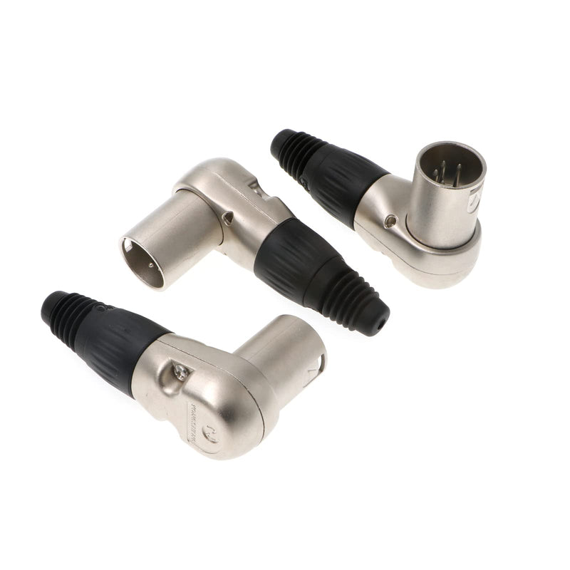 XLR 4 pin Male Connector for ARRI Monitor DSLR Rig 3 pcs Right Angle 90 Degree XLR 4 pin Male XLR 4-Pin Male
