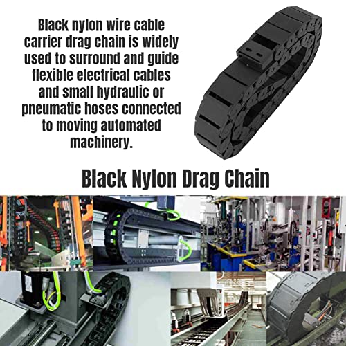 Cable Drag Chain, 15mm x 30mm Black Reinforced Nylon CNC Machine Tool Cable Wire Carrier 1M