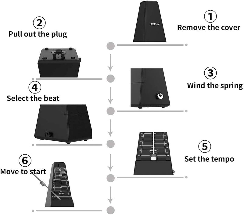 Mechanical Metronome Loud Sound Piano Drum Violin Guitar Saxophone Macaroon (black) black