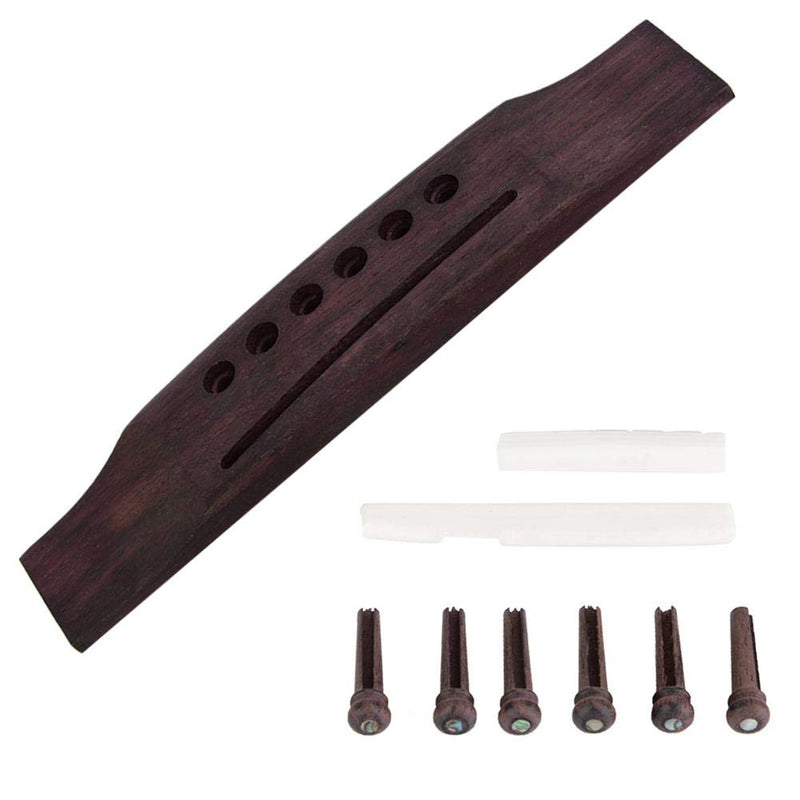 Dilwe 9PCS Guitar Nut Rosewood Plastic Bridge Upper Bottom Saddle for 6 String Folk Guitar