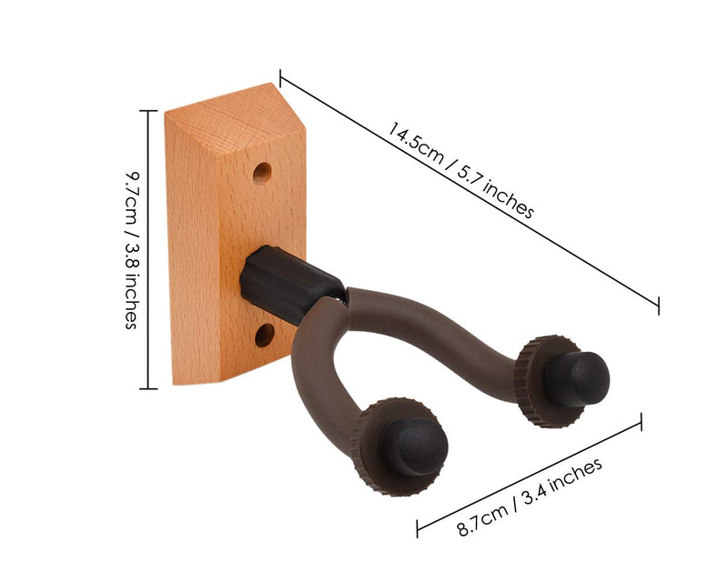 SCSpecial Wall Mounted Guitar Hangers 2 Pieces Wall Mounted Guitar Holders Wooden Guitar Hangers for Home and Music Studio