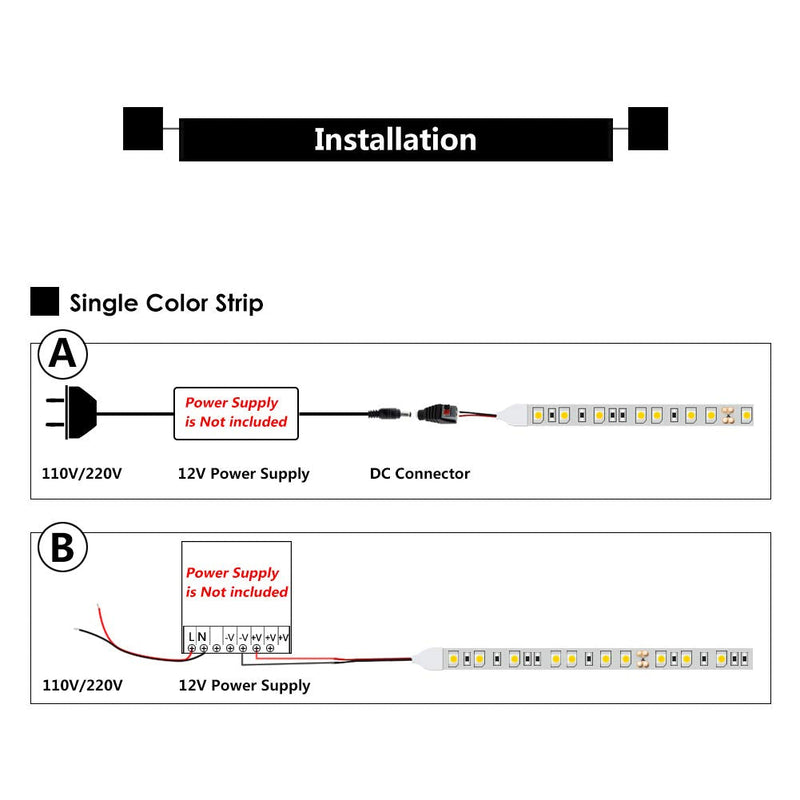 Water-Resistance IP65, 12V Waterproof Flexible LED Strip Light, 16.4ft/5m Cuttable LED Light Strips, 300 Units 2835 LEDs Lighting String, LED Tape (Blue, No Power Adapter/Plug) Blue