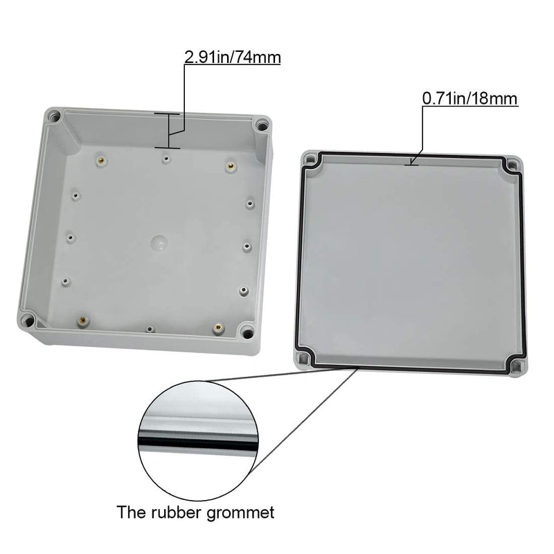 LeMotech Waterproof Dustproof IP67 Junction Box DIY Case Enclosure Gray 7.9 x 7.9 x 3.7 inch (200 x 200 x 95 mm) 7.9" x 7.9" x 3.7" Size S&M