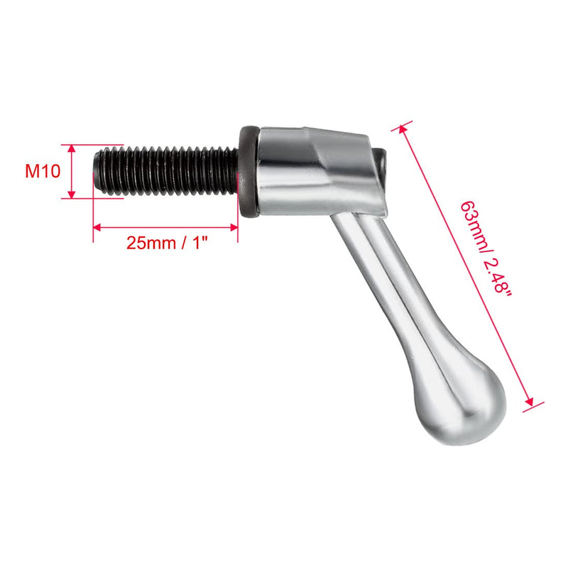uxcell M10 x 25mm Handle Adjustable Clamping Lever Thread Push Button Ratchet Male Threaded Stud