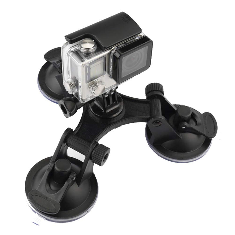 Walway Triple Suction Cup Mount with 360 Degree Tripod Ball Head Mount & Screw Mount Adapter for GoPro Hero 6 5 4 Session 3+, SJCAM SJ4000 SJ5000 SJ6000, Sony, Xiaomi Yi