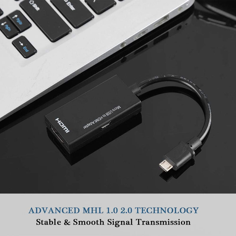 Micro USB to HDMI Adapter Android Phone to HD TV Adapter - Super High Resolution up to 1080P and 8-Channel Stereo Sound - Stable Signal Transmission,W