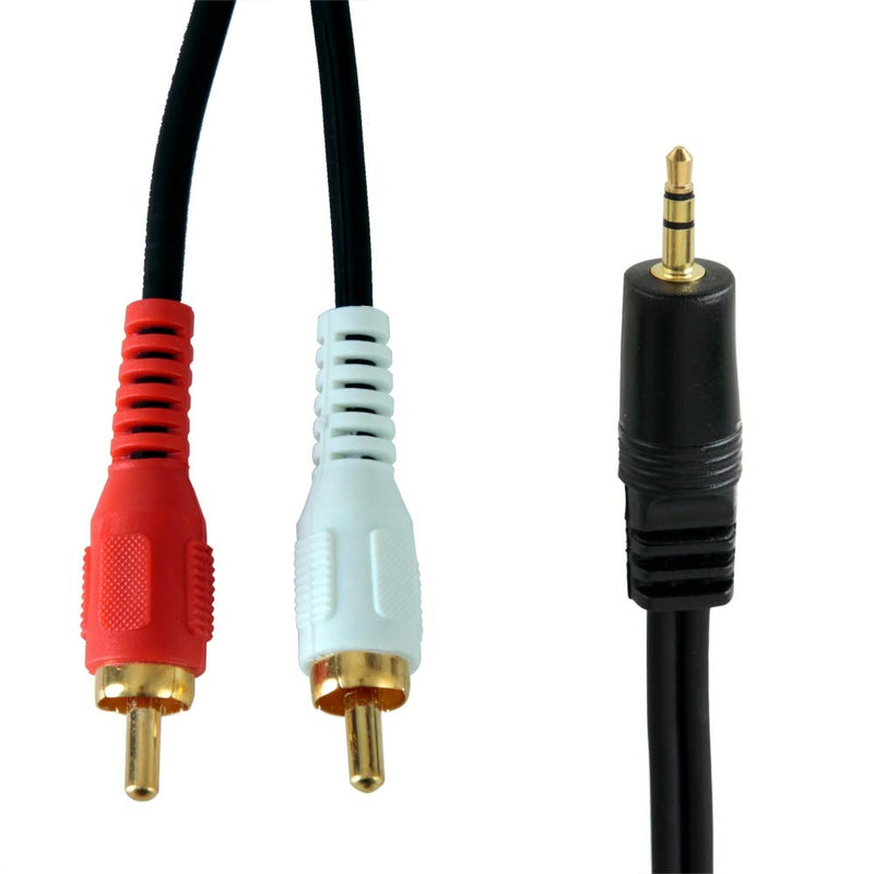 RCA to 3.5mm Male Cable - 6 Ft 12 Gauge Dual RCA Male to 3.5mm Male Connectors w/ Gold-Plated Connectors, Connect iPod, MP3 Player or Laptop to Amplifier or Mixer- Pyle PCBL42FT6