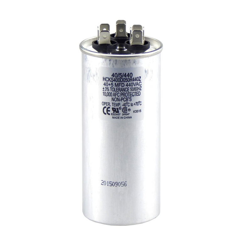 40/5 MFD Multi-Purpose 440 or 370 Volt Round Run Capacitor Replacement TradePro 40+5