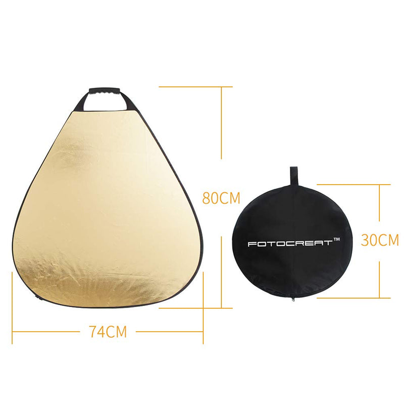 FOTOCREAT 32 Inch/80CM 5-in-1 Portable Triangle Reflector with Handle for Photography Photo Studio Lighting & Outdoor Lighting 32”(80cm) 5 in 1 Triangle