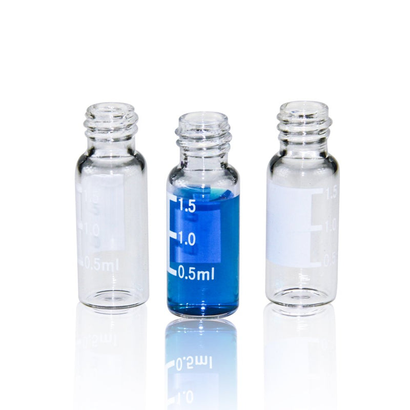 Autosampler Vial, Clear Chromatography Lab Vial, HPLC LC GC 1.5 ml Wide Opening Short Screw-Thread Sample Vial with Write-on Spot, Clear, 12x32mm, 8-425 Top Type, 100 pcs/pk by ALWSCI