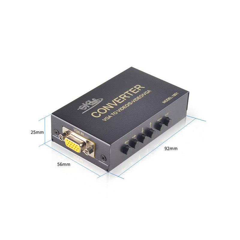 eKL VGA to AV Adapter Converter Box VGA Input Composite RCA S-Video VGA Output Computer PC Laptop to TV Display Projector Connector