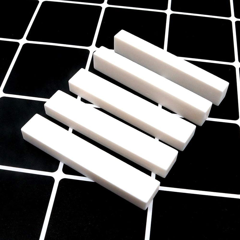 Alnicov Guitar Blank Bone Nut,5PCS DIY Guitar Nut for LP Folk Classical Electric Acoustic Guitar 52 x 10 x 6mm