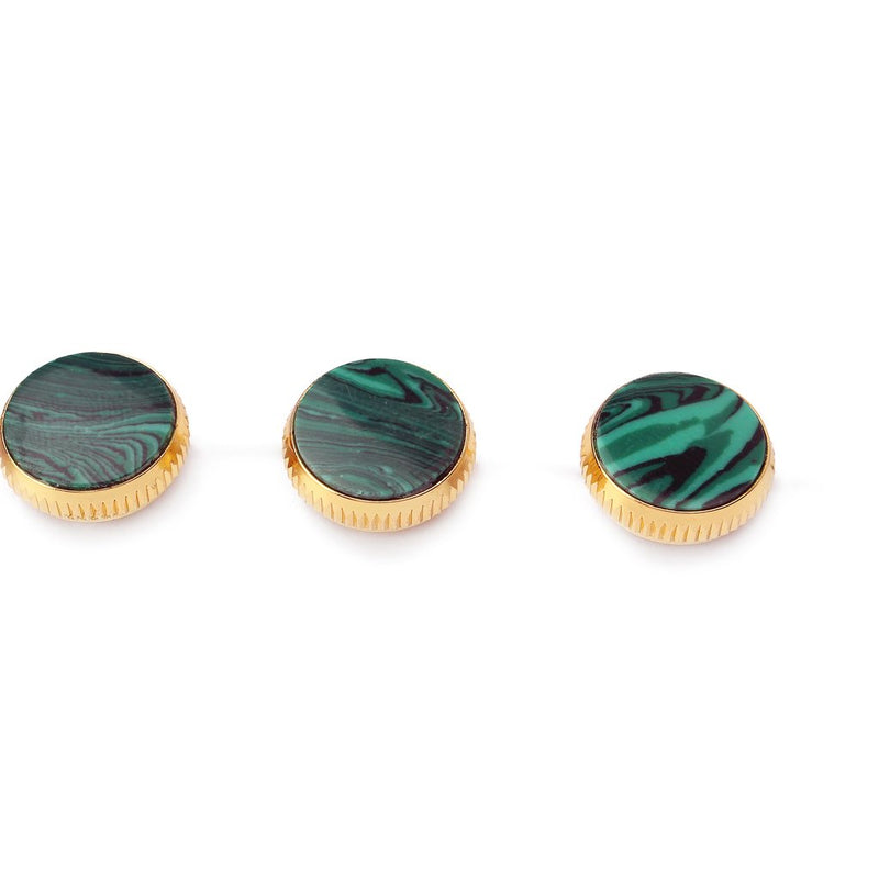 Alnicov Gold Plated Stone Inlays Trumpet Finger Buttons for Trumpet Replacement Green Set of 3