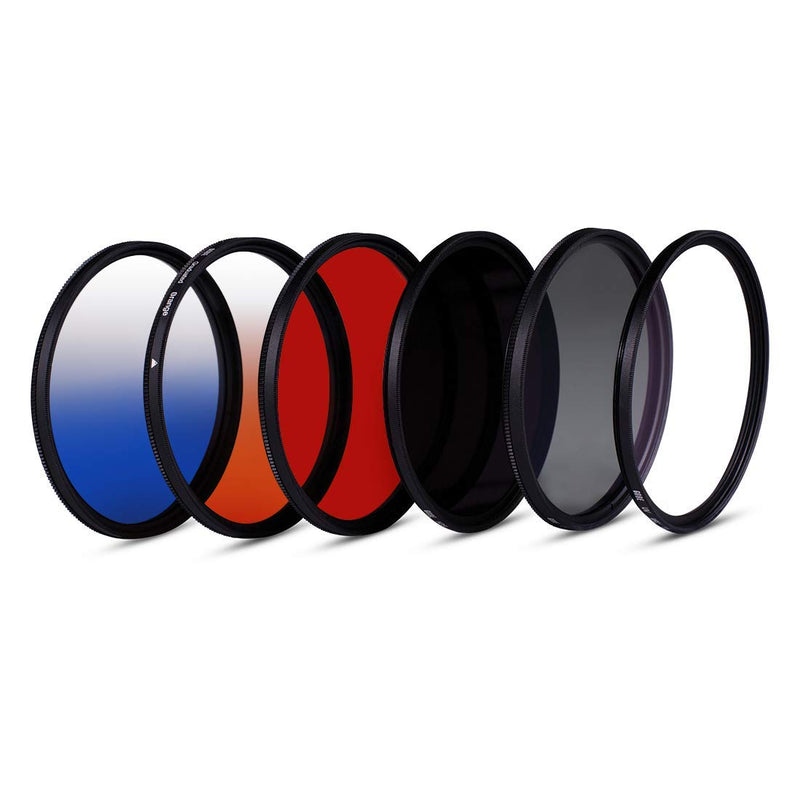 Gobe 40.5mm UV, Circular Polarizing, ND64, Red, Graduated Orange, Graduated Blue Lens Filter Kit (1Peak)
