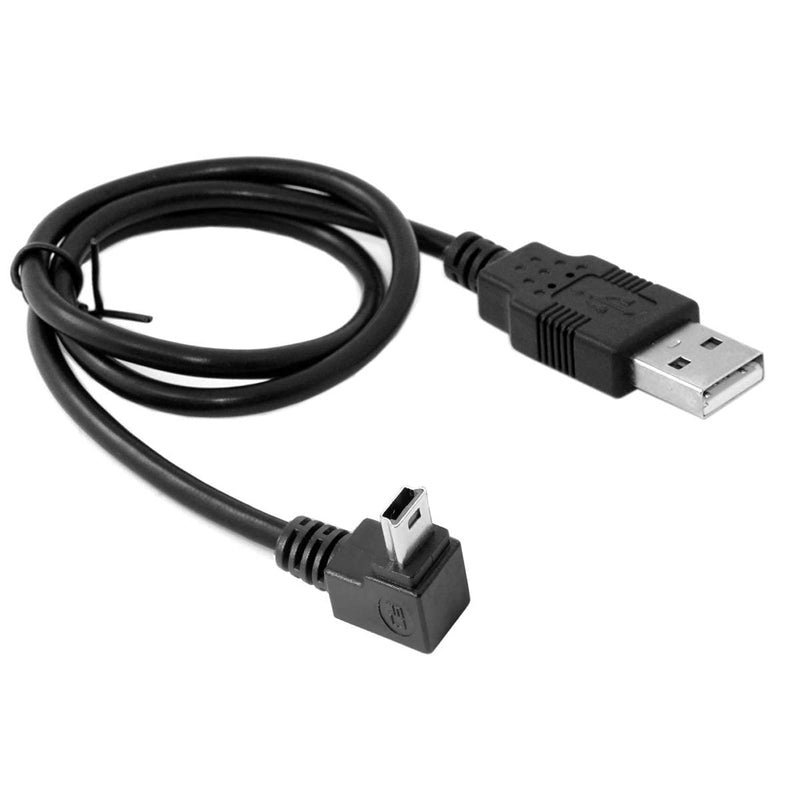 CY Down Angled 90 Degree Mini USB 2.0 B Type 5Pin Male to USB Male Data Cable 0.5m Black Down 0.5m