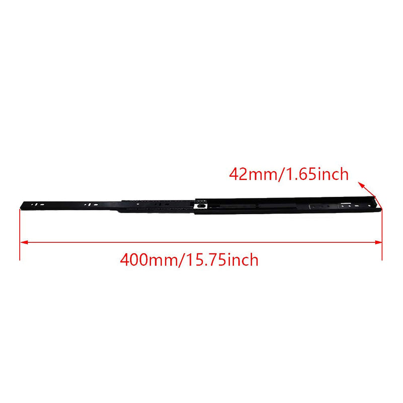 MroMax 16Inch Drawer Slides, Full Extension Ball Bearing Slide Track Rail 1.65Inch Wide 100lb Capacity Black 1 Pair