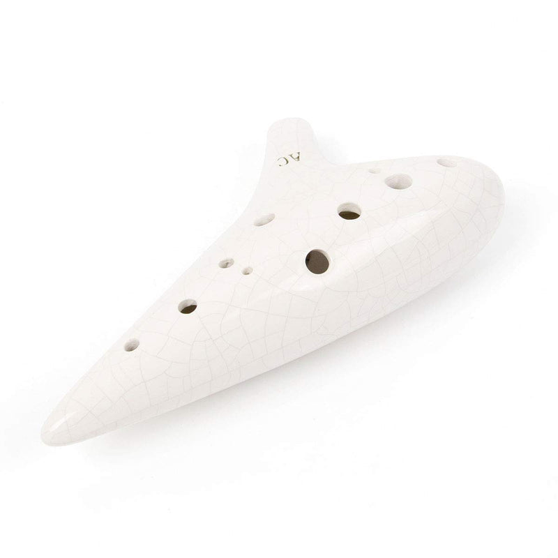 Ocarina 12 Tones Alto C with Song Book Display Stand Neck String Neck Cord (White) White