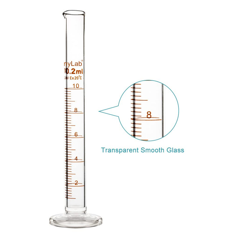 StonyLab 4-Pack Borosilicate Glass 10ml Heavy Wall Graduated Cylinder Measuring Cylinder, 10ml 10 ml