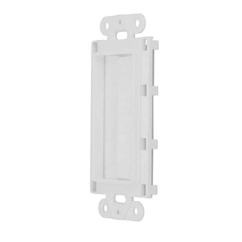 RLECS 1-Pack White Brush Wall Plate Single Port Multipurpose Outlet Cover Wall Mount Panel for Multimedia HDMI HDTV Speaker Wires