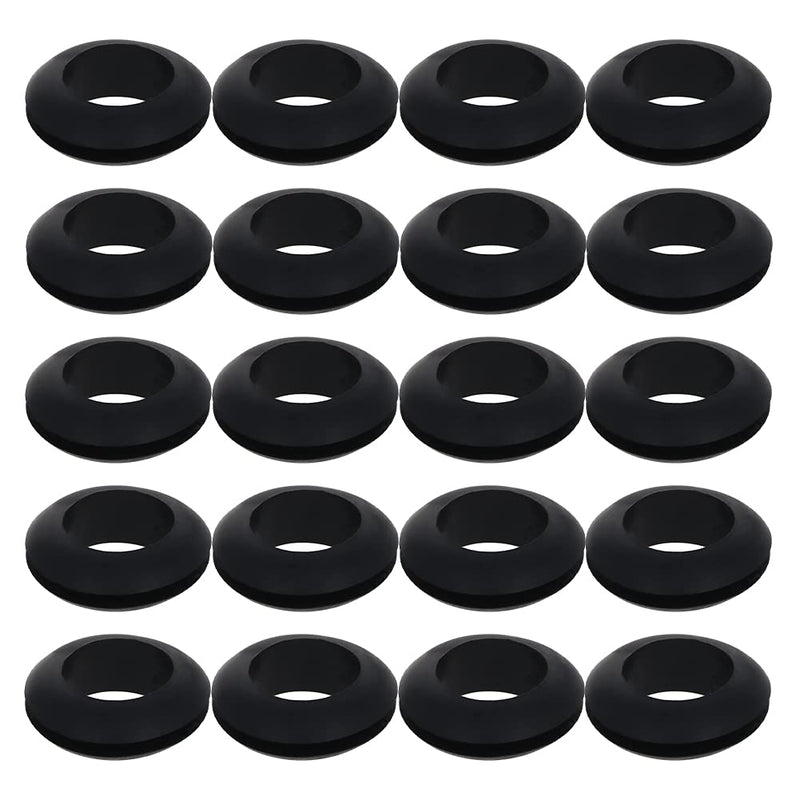 Yinpecly Rubber Grommet 16mm(ID) Double Sided Round Rubber Hole Plug for Wiring Cable Black 100pcs