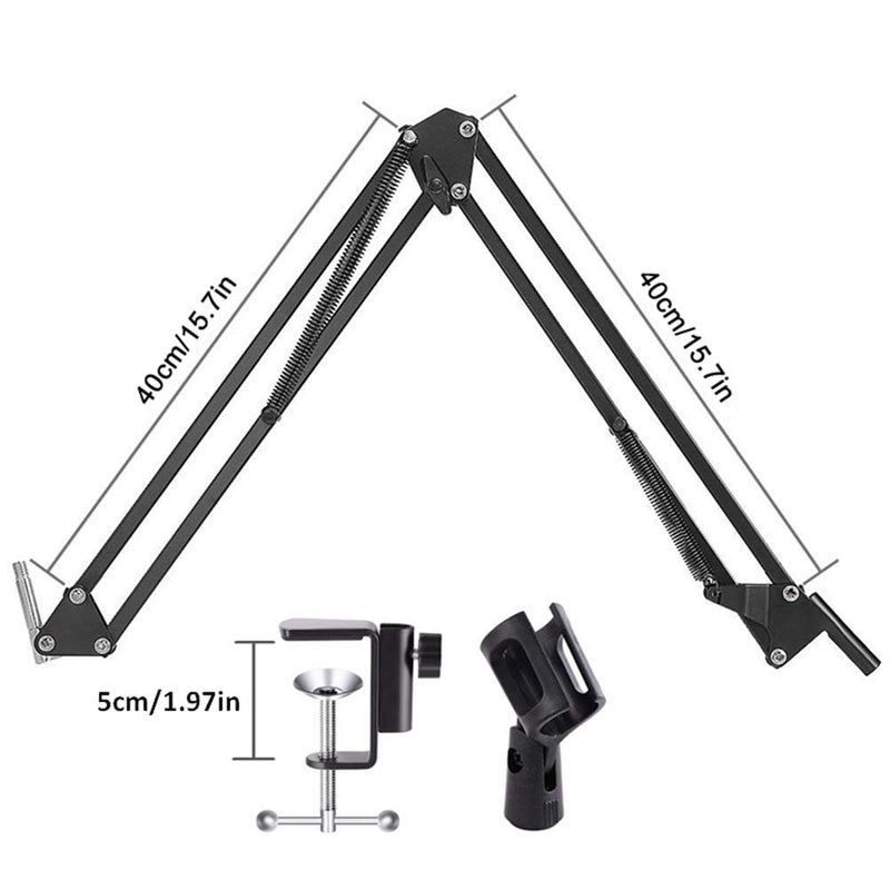 [AUSTRALIA] - FMUSER Adjustable Microphone Stand, Pro Suspension Boom Adjustable Microphone Arm Black NB-35 With Mic Clip Holder and Table Clamp for Radio Broadcast Studio TV Stations 