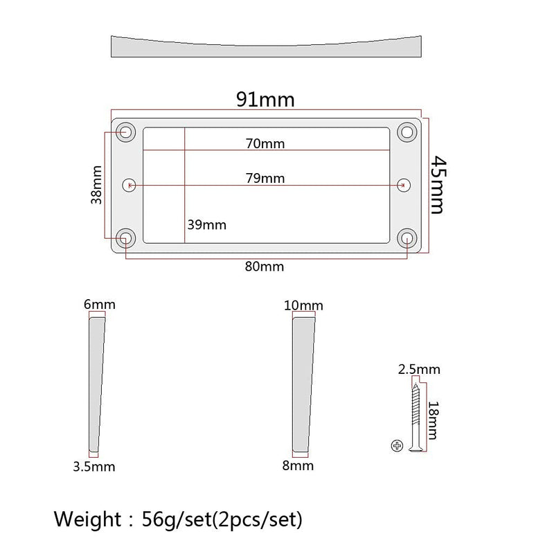 Alnicov 2pcs Curved Ring Humbucker Pickup Bottom Frame for LP Guitar