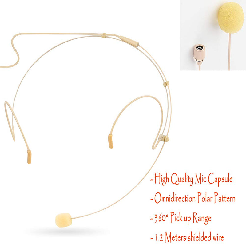 [AUSTRALIA] - Sujeetec Microphone Headset Discreet Headworn Earset Over Ear Mic for AKG Wireless System Bodypack Transmitter, Ideal for Lectures, Live Performance, Theater, Podcasts – Beige Mini XLR TA3F Plug(for AKG Only) 