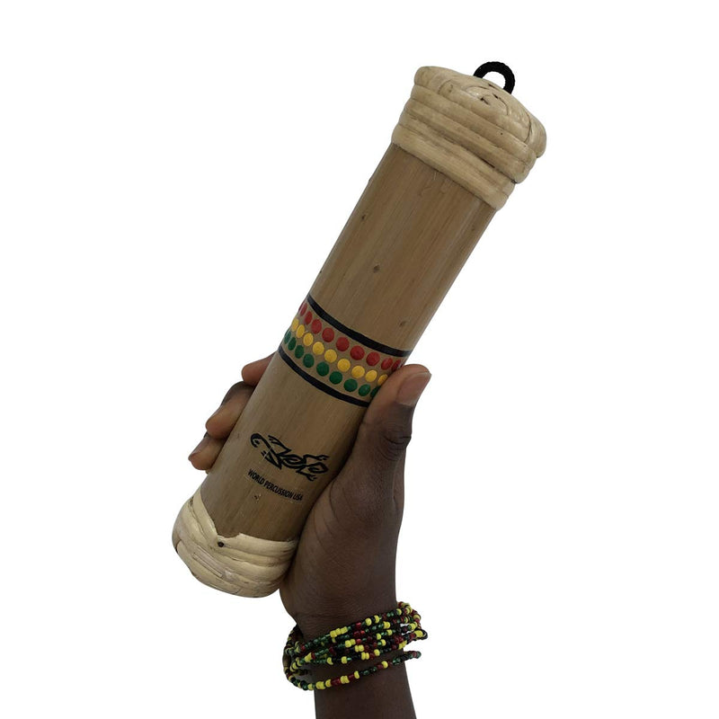 8" Bamboo Rainstick - Painted Rasta Gecko - Small Size, by World Percussion USA