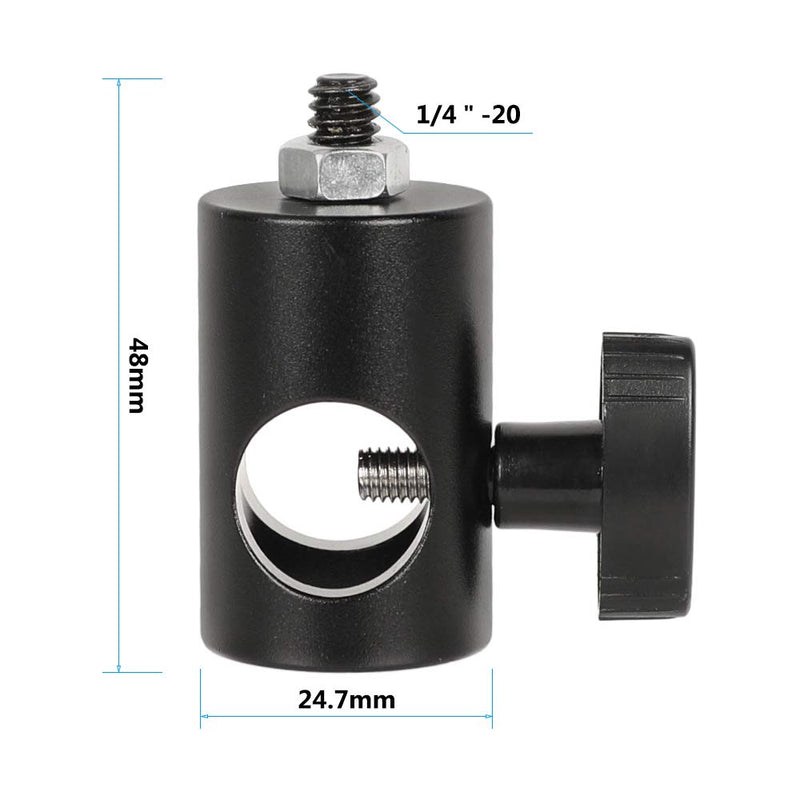 CAMVATE 16mm Light Pole Stand Head Mount with 1/4"-20 Thread Screw Adapter
