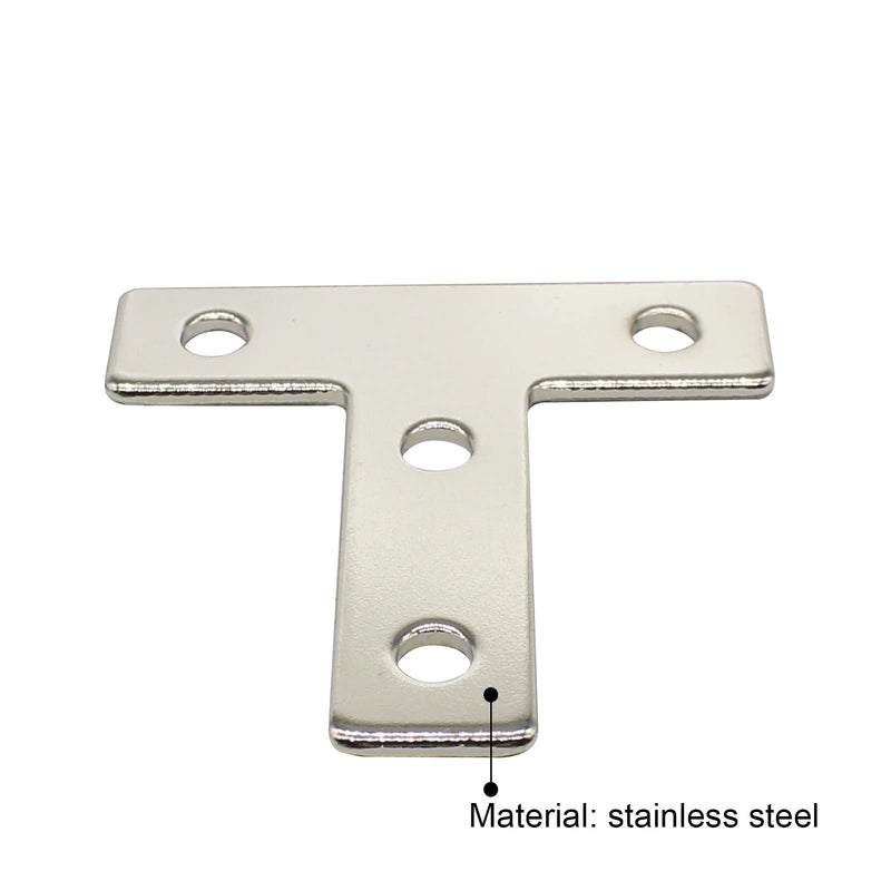 10 Sets Aluminum Extrusion T Brackets 10Pcs 2020 Aluminum Profiles Joint Brackets Plate Connector with 40Pcs M5 T Slot Nuts and Bolts for T Slot Rail 2020 T Slot Aluminum Extrusion