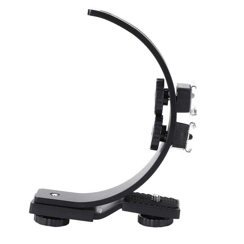 C-Shape Dual Hot Shoes Flash Lamp Mount Holder Bracket for DV Cameras Camcorders DSLR Cameras