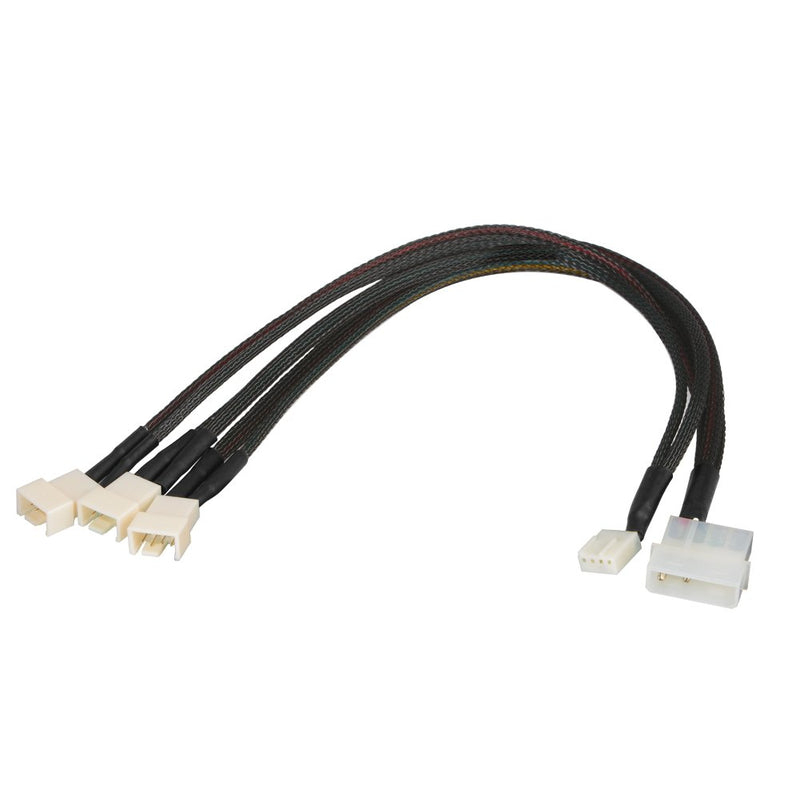 J&D (2 Pack) 4 Pin Molex to 3X PWM Fan Splitter Cable, 12 inch 2 Pack (12 inch / 30cm)