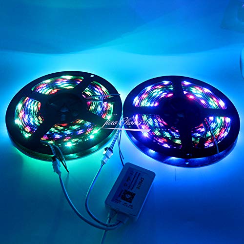 [AUSTRALIA] - WS2812 LED Strip RGB Dream Color Programmable Digital LED Pixel Lights Not Waterproof with Mini Bluetooth RF Music Controller (SP601e, 2X5m 300 LEDs Dream Color) Sp601e 