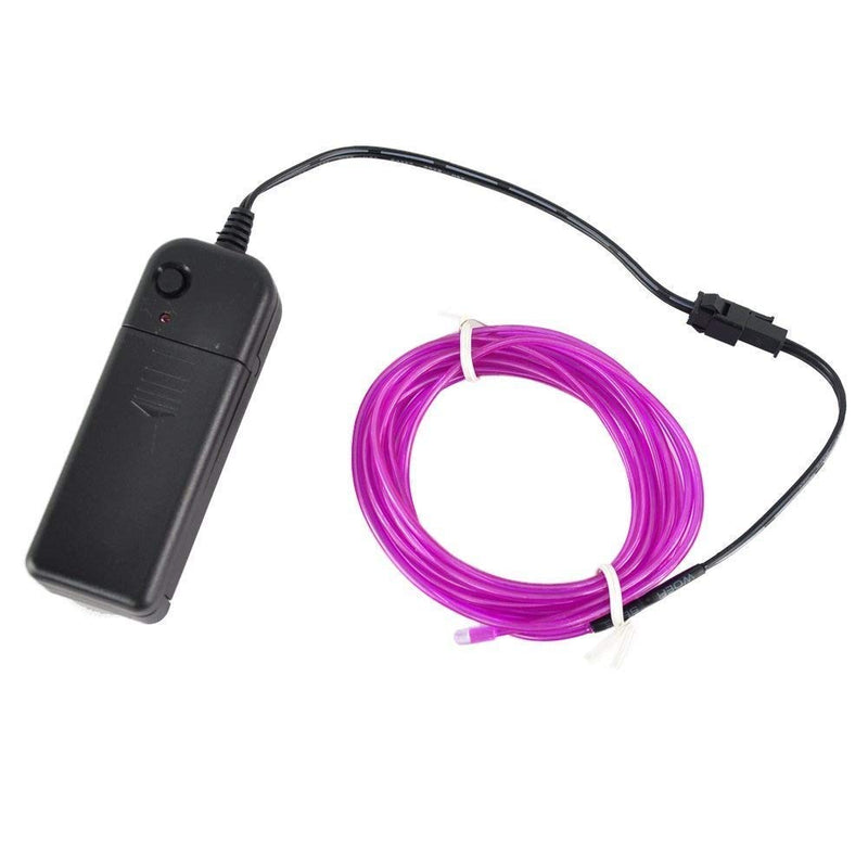 Lychee Neon Light El Wire with Battery Pack Neon Glowing Strobing Electroluminescent Wire for Car Dance Party Wedding Festival Decoration (Purple, 3m 9ft)