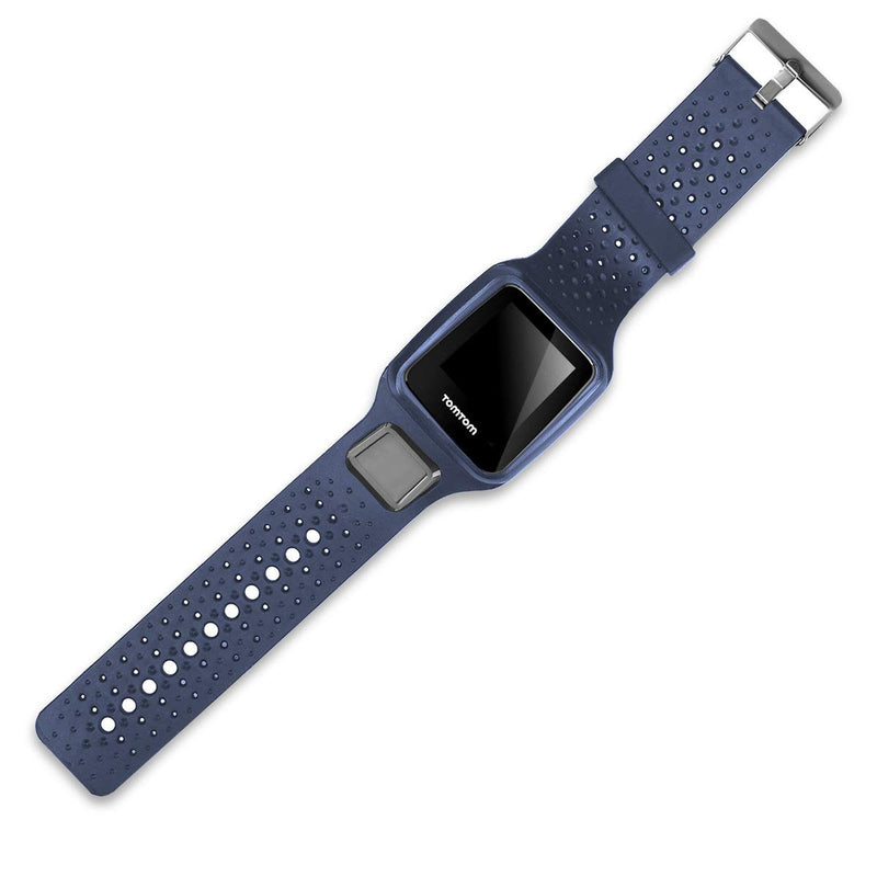 kwmobile Watch Band Compatible with Tomtom Runner 1 / Multi-Sport - Watch Band Replacement Silicone Strap - Dark Blue Large