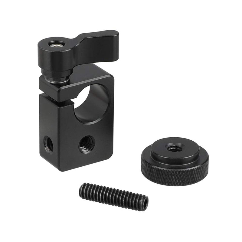 CAMVATE 15mm Single Rod Clamp Adapter with Black Thumbscrew Locking Knob (2 Pieces)