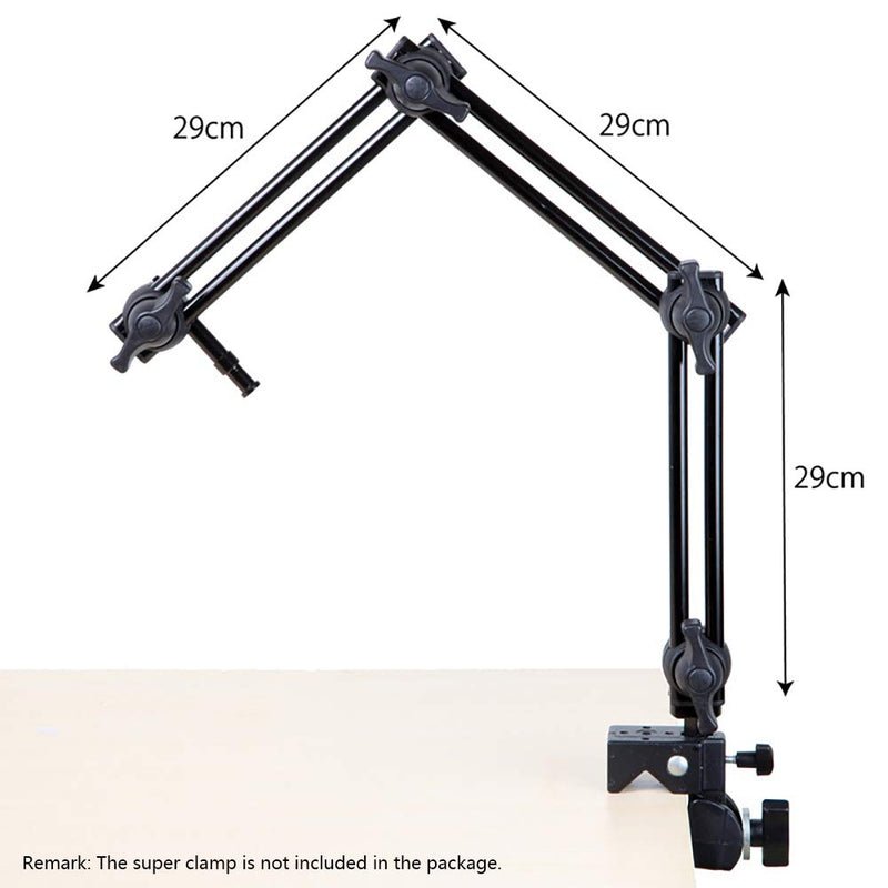 Fotoconic 3 Section Double Articulated Arm Without Camera Bracket, Compatible with Super Clamp, Angle Adjustable, 5/8" Stud with 3/8" Screw Thread Hole