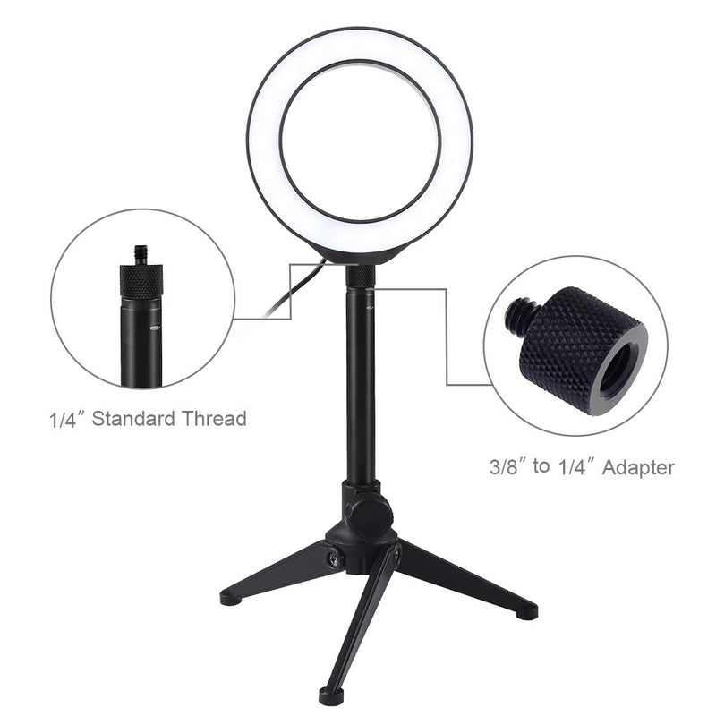 Selfie Ring Light for Live Streaming in Tiktok/YouTube/Facebook,Selfie/Video/Makeup Camera Photography Ring Light Dimmable with Tripod Stand 4.7" Ring Lights with Tripod Stand