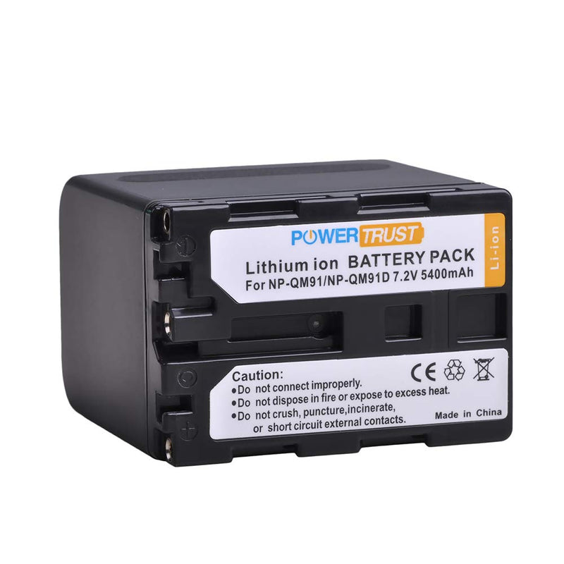 PowerTrust 1Pack 5400mAh NP-QM91D QM91D Battery and LCD USB Charger for Sony NP-QM71D NPQM91D NP-FM50 NP-QM71 NP-FM70 NP-FM90 CCD-TRV328 338 DCR-DVD300 301 DCR-HC14 DCR-PC105 330E DCR-TRV70 80 250 260