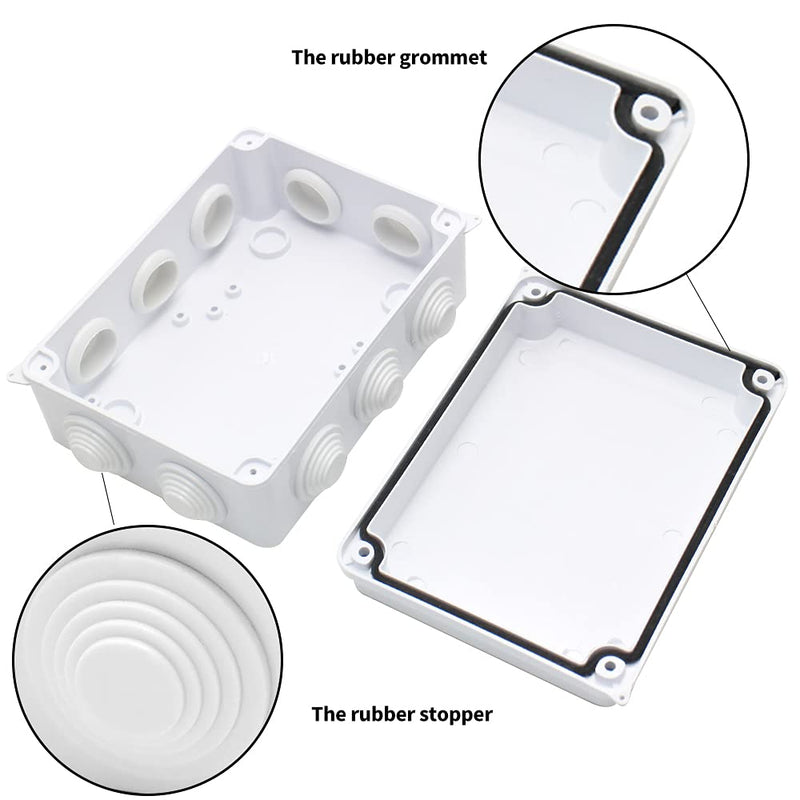 MAKERELE IP65 Watertight Electrical Box Plastic Waterproof Dustproof Universal Electrical Project Enclosure White 5.9”×4.3”×2.8”inch(150×110×70mm) 5.9"*4.3"*2.8"